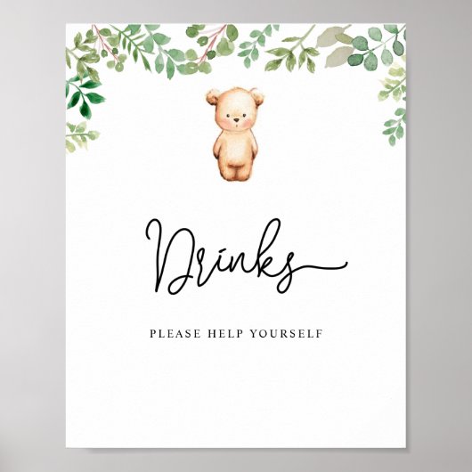 kleine beer Drinken helpen jezelf Poster (Voorkant)
