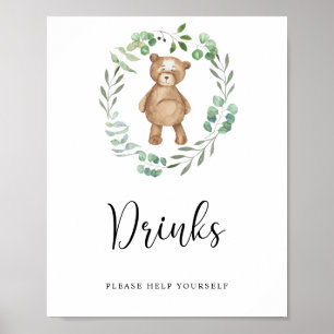 kleine beer Drinken helpen uzelf Poster