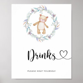 kleine beer Drinken tast toe Poster