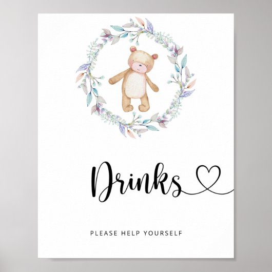 kleine beer Drinken tast toe Poster (Voorkant)