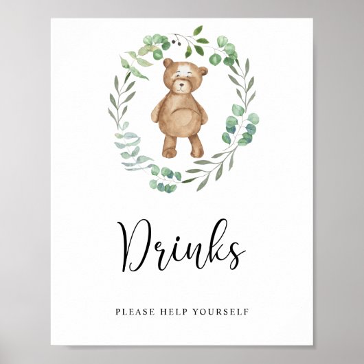 kleine beer Drinken tast zelf Poster (Voorkant)