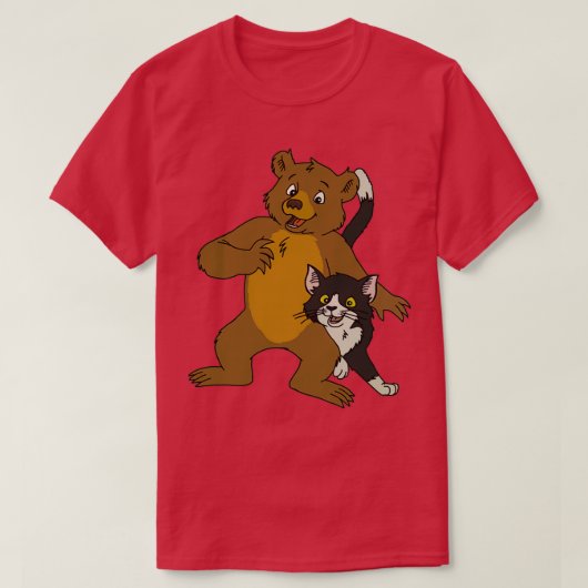 Kleine Beer- en kattenkunst T-shirt (Design voorkant)