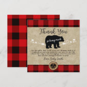 Kleine Beer Flannel Lumberjack Hartelijk dank Bedankkaart (Voorkant / Achterkant)