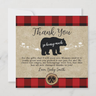Kleine Beer Flannel Lumberjack Hartelijk dank Bedankkaart