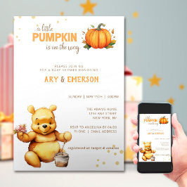 Kleine Beer Herfst oogst pompoen Baby shower Kaart
