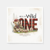 Kleine Beer houthakker Wild Een Verjaardag Servet (Voorkant)