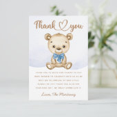 Kleine beer jongen baby shower dank u kaart (Staand voorkant)