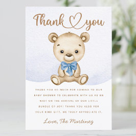 Kleine beer jongen baby shower dank u kaart