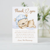 Kleine beer jongen baby shower dank u kaart (Staand voorkant)