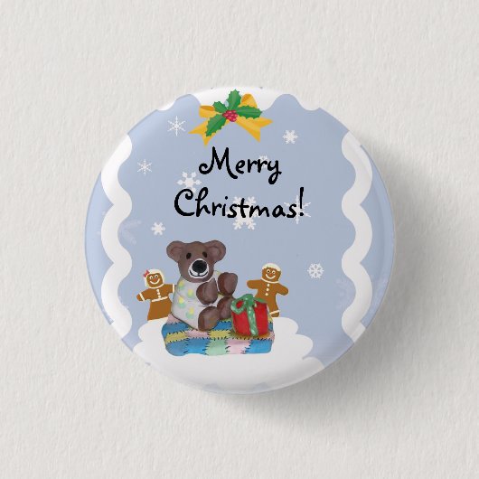 Kleine Beer kerstButton Ronde Button 3,2 Cm (Voorkant)