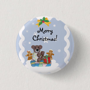 Kleine Beer kerstButton Ronde Button 3,2 Cm