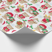 Kleine Beer kerstFeestdagen Cadeaupapier (Hoek)