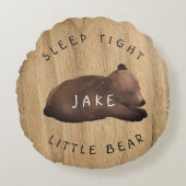 Kleine Beer Lodge Rond Kussen (Voorkant)