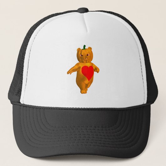 Kleine Beer met pompoenkop Trucker Pet (Voorkant)
