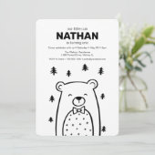 Kleine Beer met Stropdas van Boe in Forest, verjaa Kaart (Staand voorkant)