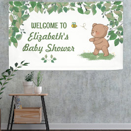 Kleine Beer Natuur Baby shower Welkom Spandoek