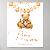 Kleine beer pompoen baby shower Baby's zijn zoet Poster (Voorkant)