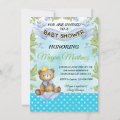 kleine beer prins blauw Vloerjongen baby shower Kaart (Voorkant)