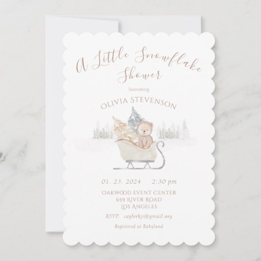 Kleine Beer sneeuwvlok Baby shower Kaart (Voorkant)