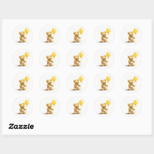 Kleine Beer w ballon, leuke teddybeer, unisex, Ronde Sticker