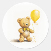Kleine Beer w ballon, leuke teddybeer, unisex, Ronde Sticker (Voorkant)