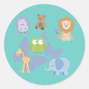 Kleine Beestjes Blauw Groene Cirkel Vreugde Ronde Sticker