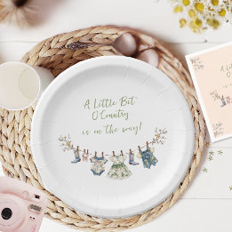 Kleine Beetje Landelijke Waslijn Baby Shower Papieren Bordje