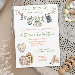 Kleine beetje landelijke waslijn babymeisjesfeest kaart