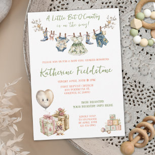 Kleine beetje landelijke waslijn babymeisjesfeest kaart