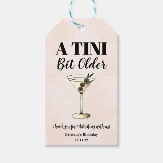 Kleine beetje oudere minimale Martini cocktail ver Cadeaulabel (Voorkant)