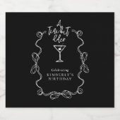 Kleine beetje oudere zwarte hand getrokken Martini Sparkling Wijnetiket (Enkel label)