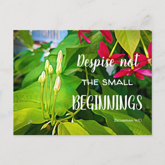 Kleine Beginnings Schrift Quote Inspirerend Briefkaart (Voorkant)