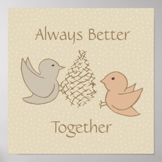 Kleine Beige Birdies bij de feeder - beter bij elk Poster (Voorkant)