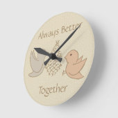 Kleine Beige Birdies bij de feeder - beter bij elk Ronde Klok (Hoek)