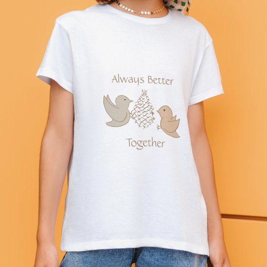 Kleine Beige Birdies bij de feeder - beter bij elk T-shirt