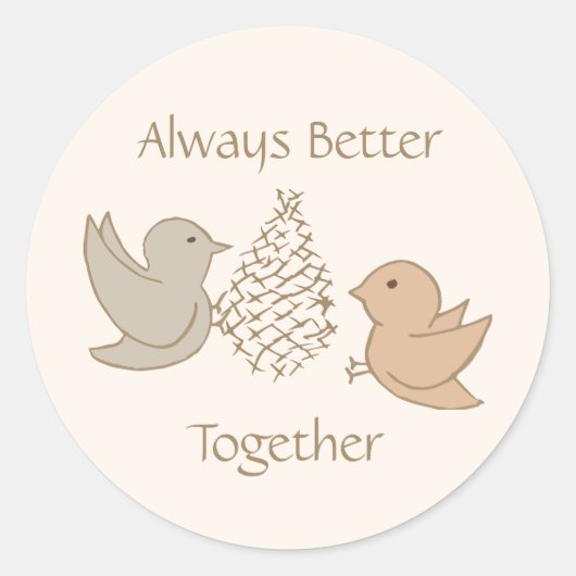 Kleine beige vogeltjes - Samen beter mooie vogels. Ronde Sticker (Voorkant)