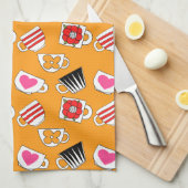 Kleine bekertjes in het keukenpatroon theedoek (Quarter Fold)