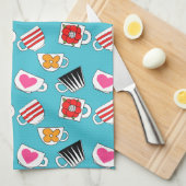 Kleine bekertjes in het keukenpatroon theedoek (Quarter Fold)