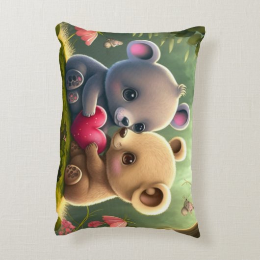 Kleine beren cartoon accent kussen (Achterkant (Verticaal))