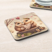 Kleine beren cartoon bier onderzetter (Linkerzijde)