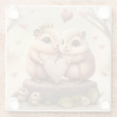 Kleine beren cartoon glazen onderzetter (Achterkant)