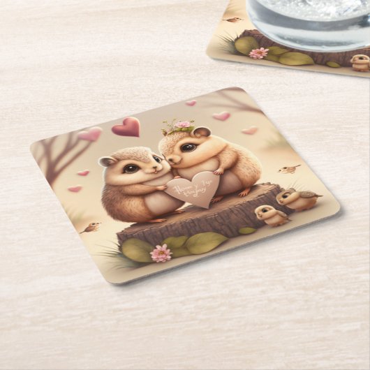 Kleine beren cartoon kartonnen onderzetters (Schuin)