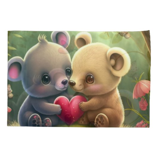 Kleine beren cartoon kussensloop (Achterkant)