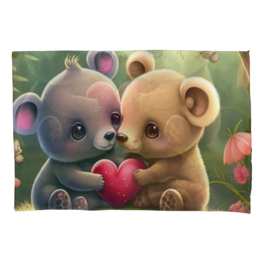 Kleine beren cartoon kussensloop (Voorkant)