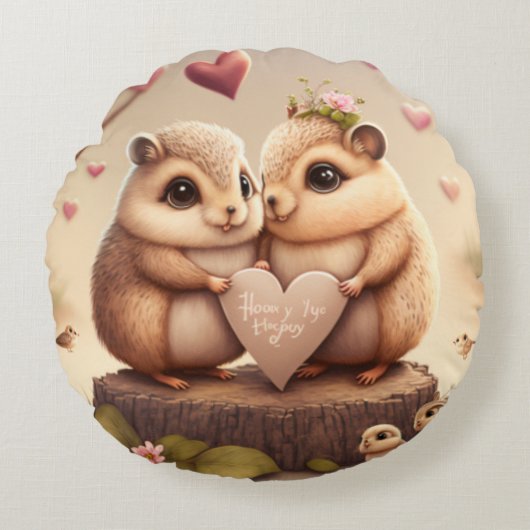 Kleine beren cartoon rond kussen (Voorkant)