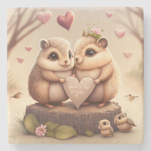 Kleine beren cartoon stenen onderzetter (Voorkant)