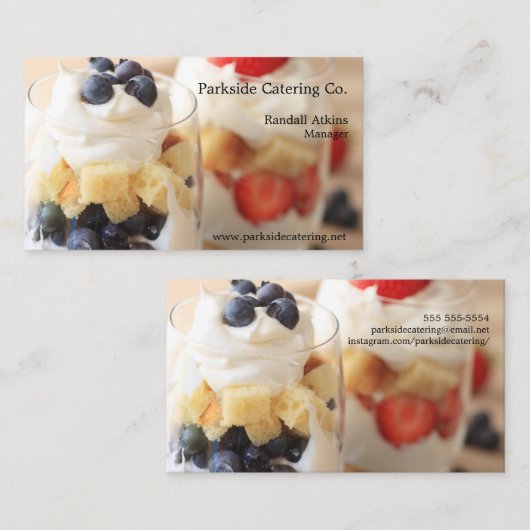 Kleine bessenblokken in glazen visitekaartje (Voorkant / Achterkant)