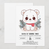 Kleine betoverde ijsbeer digitale verjaardag kaart (Voorkant / Achterkant)