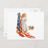 Kleine Betsy Ross en de Amerikaanse vlag Briefkaart (Voorkant / Achterkant)