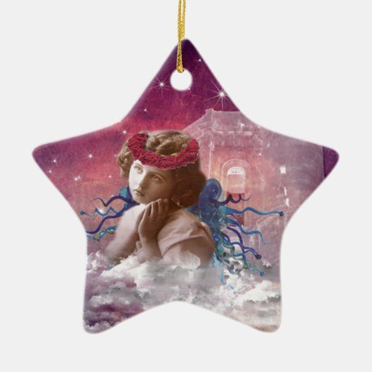 Kleine biddende engel keramisch ornament (Voorkant)